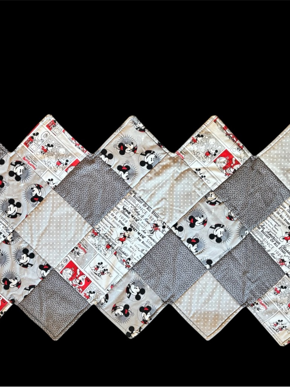 Disney Mickey Mouse Patchwork Custom Quilted Table Runner